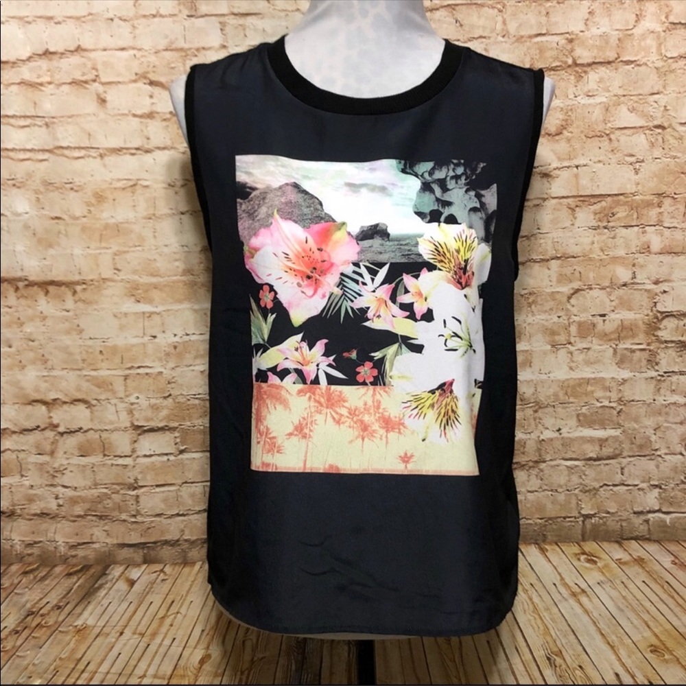 Express Mixed Media Sleeveless Blouse - Picture 2 of 8